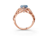Rose gold Fancy Blue Heart Cut Diamond Solitaire Ring with Hidden Halo and Pavé Band_30