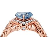 Rose gold Fancy Blue Heart Cut Diamond Solitaire Ring with Hidden Halo and Pavé Band_31
