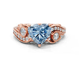 Rose gold Fancy Blue Heart Cut Diamond Solitaire Ring with Milgrain Pavé Band and Four-Prong Setting_183