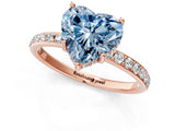 Rose gold Fancy Blue Heart Cut Diamond Solitaire Ring with Pavé Band and Hidden Halo_92