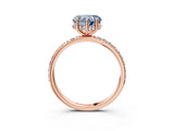 Rose gold Fancy Blue Heart Cut Diamond Solitaire Ring with Pavé Band and Hidden Halo_94