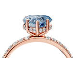 Rose gold Fancy Blue Heart Cut Diamond Solitaire Ring with Pavé Band and Hidden Halo_95