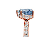 Rose gold Fancy Blue Heart Cut Diamond Solitaire Ring with Pavé Band and Hidden Halo_96