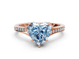 Rose gold Fancy Blue Heart Cut Diamond Solitaire Ring with Pavé Band and Prong Setting_12