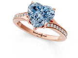 Rose gold Fancy Blue Heart Cut Diamond Solitaire Ring with Pavé Band and Prong Setting_13