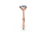 Rose gold Fancy Blue Heart Cut Diamond Solitaire Ring with Pavé Band and Prong Setting_14