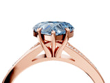 Rose gold Fancy Blue Heart Cut Diamond Solitaire Ring with Pavé Band and Prong Setting_16