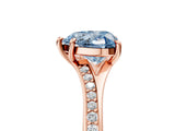 Rose gold Fancy Blue Heart Cut Diamond Solitaire Ring with Pavé Band and Prong Setting_17