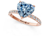 Rose gold Fancy Blue Heart Cut Diamond Solitaire Ring with Pave Band and Four Prong Setting_122