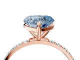 Rose gold Fancy Blue Heart Cut Diamond Solitaire Ring with Pave Band and Four Prong Setting_125