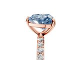 Rose gold Fancy Blue Heart Cut Diamond Solitaire Ring with Pave Band and Four Prong Setting_126