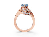 Rose gold Fancy Blue Heart Cut Diamond Solitaire Ring with Prong Setting and Twisted Pavé Band_3
