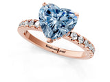 Rose gold Fancy Blue Heart Cut Diamond Solitaire Ring with Round  Pavé Band and Four-Prong Setting_37