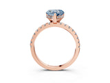 Rose gold Fancy Blue Heart Cut Diamond Solitaire Ring with Round  Pavé Band and Four-Prong Setting_39