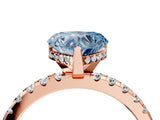 Rose gold Fancy Blue Heart Cut Diamond Solitaire Ring with Round  Pavé Band and Four-Prong Setting_40