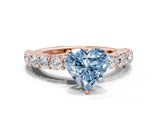 Rose gold Fancy Blue Heart Cut Diamond Solitaire Ring with Shared Prong Pavé Band and Four-Prong Setting_58