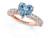 Rose gold Fancy Blue Heart Cut Diamond Solitaire Ring with Shared Prong Pavé Band and Four-Prong Setting_59