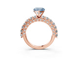 Rose gold Fancy Blue Heart Cut Diamond Solitaire Ring with Shared Prong Pavé Band and Four-Prong Setting_61
