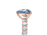 Rose gold Fancy Blue Heart Cut Diamond Solitaire Ring with Shared Prong Pavé Band and Four-Prong Setting_63