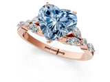Rose gold Fancy Blue Heart Cut Diamond Solitaire Ring with Side Stones and Four-Prong Setting_38