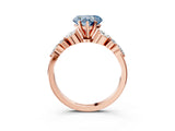 Rose gold Fancy Blue Heart Cut Diamond Solitaire Ring with Side Stones and Four-Prong Setting_40