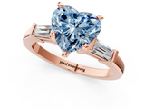 Rose gold Fancy Blue Heart  Cut Diamond Solitaire Ring with Tapered Baguette Accents and Four-Prong Setting_45