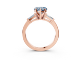 Rose gold Fancy Blue Heart  Cut Diamond Solitaire Ring with Tapered Baguette Accents and Four-Prong Setting_47