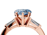 Rose gold Fancy Blue Heart  Cut Diamond Solitaire Ring with Tapered Baguette Accents and Four-Prong Setting_48