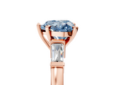 Rose gold Fancy Blue Heart  Cut Diamond Solitaire Ring with Tapered Baguette Accents and Four-Prong Setting_49