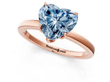 Rose gold Fancy Blue Heart Cut Diamond Solitaire Ring with Thin Band and Prong Setting_13