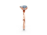 Rose gold Fancy Blue Heart Cut Diamond Solitaire Ring with Thin Band and Prong Setting_14