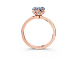 Rose gold Fancy Blue Heart Cut Diamond Solitaire Ring with Thin Band and Prong Setting_15