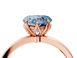 Rose gold Fancy Blue Heart Cut Diamond Solitaire Ring with Thin Band and Prong Setting_16