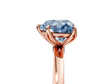 Rose gold Fancy Blue Heart Cut Diamond Solitaire Ring with Thin Band and Prong Setting_17