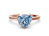 Rose gold Fancy Blue Heart Cut Diamond Solitaire Ring with Thin Band and Prong Setting_24