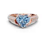 Rose gold Fancy Blue Heart Cut Diamond Solitaire Ring with Three-Row Pavé Band and Four-Prong Setting_37