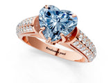 Rose gold Fancy Blue Heart Cut Diamond Solitaire Ring with Three-Row Pavé Band and Four-Prong Setting_38