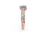 Rose gold Fancy Blue Heart Cut Diamond Solitaire Ring with Three-Row Pavé Band and Four-Prong Setting_39