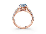 Rose gold Fancy Blue Heart Cut Diamond Solitaire Ring with Three-Row Pavé Band and Four-Prong Setting_40