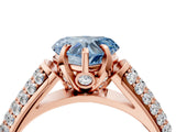 Rose gold Fancy Blue Heart Cut Diamond Solitaire Ring with Three-Row Pavé Band and Four-Prong Setting_41