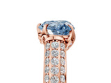 Rose gold Fancy Blue Heart Cut Diamond Solitaire Ring with Three-Row Pavé Band and Four-Prong Setting_42