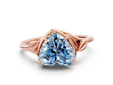 Rose gold Fancy Blue Heart Cut Diamond Solitaire Ring with Twist Band and Four-Prong Setting_127