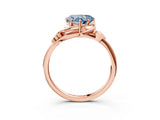 Rose gold Fancy Blue Heart Cut Diamond Solitaire Ring with Twist Band and Four-Prong Setting_130