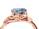Rose gold Fancy Blue Heart Cut Diamond Solitaire Ring with Twist Band and Four-Prong Setting_131
