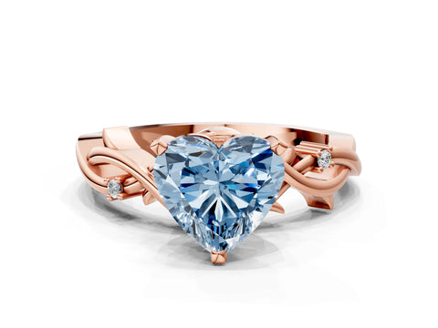 Rose gold Fancy Blue Heart Cut Diamond Solitaire Ring with Twisted Band and Prong Setting_204