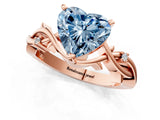Rose gold Fancy Blue Heart Cut Diamond Solitaire Ring with Twisted Band and Prong Setting_205