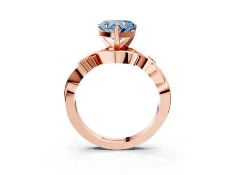 Rose gold Fancy Blue Heart Cut Diamond Solitaire Ring with Twisted Band and Prong Setting_207