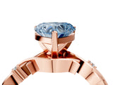 Rose gold Fancy Blue Heart Cut Diamond Solitaire Ring with Twisted Band and Prong Setting_208
