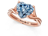 Rose gold Fancy Blue Heart Cut Diamond Solitaire Twist Band Prong Setting Ring_56