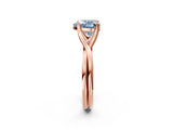 Rose gold Fancy Blue Heart Cut Diamond Solitaire Twist Band Prong Setting Ring_57